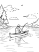 Kayak with fishing gear coloring page