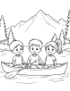 Kayak with a view of mountains coloring page