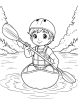 Kayaking on a river coloring page 1