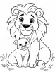 Lion and the cub coloring page