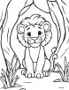 Lion den in savanna coloring page