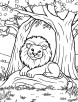 Lion resting under the tree coloring page