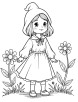 Little Red Riding Hood and flowers coloring page