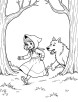 Little Red Riding Hood running from the wolf