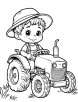 Little farmer with tractor coloring page