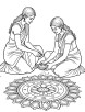 Making diwali rangoli coloring page