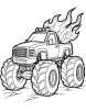 Monster truck with flame coloring page