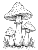 Mushrooms in fall coloring page