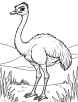 Ostrich in the desert coloring page