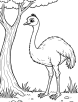 Ostrich next to a tree coloring page