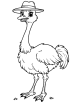 Ostrich wearing a hat coloring page