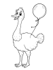 Ostrich with a balloon coloring page