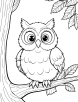 Owl and autumn leaves coloring page