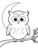 Owl and crescent moon coloring page