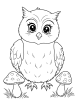 Owl and mushrooms coloring page