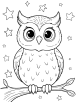 Owl and stars coloring page 2