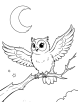 Owl flying at night coloring page 2