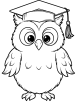 Owl with a graduation cap coloring page