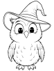 Owl with a wizard hat coloring page