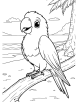 Parrot with a beach coloring page