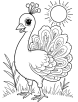 Peacock and sun coloring page