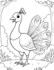 Peacock in forest coloring page