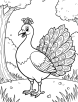 Peacock standing in a park coloring page