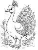 Peacock with feathers in full bloom coloring page