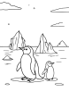 Penguin and ice berg coloring page