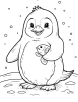 Penguin holding fish coloring page