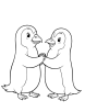 Penguin holding hands coloring page