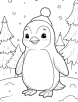 Penguin in winter land coloring page