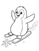 Penguin skiing coloring page