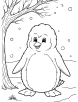 Penguin under tree coloring page