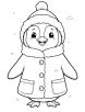 Penguin in winter coloring page