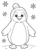 Penguin with snowflakes coloring page