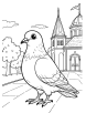 Pigeon by a historic building coloring page