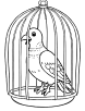 Pigeon in a birdcage coloring page