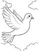 Pigeon in flight with clouds coloring page