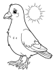 Pigeon with a sun behind coloring page