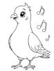 Pigeon with musical notes coloring page