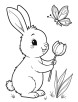 Rabbit holding a tulip coloring page