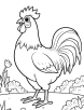 Rooster in a garden coloring page