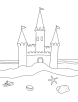 Sandcastle on the beach coloring page