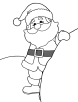 Santa behind the sack coloring page