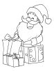 Santa coming out from gift coloring page