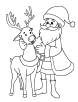 Santa talking to reindeer coloring page