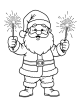 Santa with sparklers coloring page