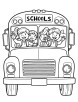 School bus filled with students coloring page