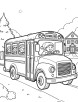 School bus in a snowy landscape coloring page